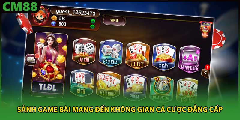 Sảnh game bài mang đến không gian cá cược đẳng cấp